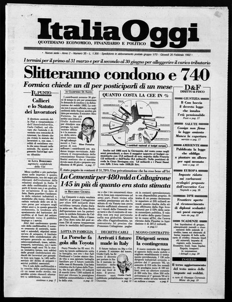 Italia oggi : quotidiano di economia finanza e politica